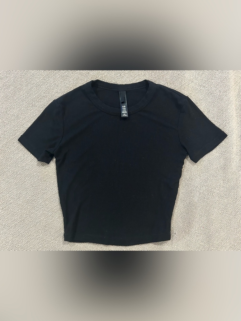 SKIMS Black Ribbed Short Sleeve Crewneck Top